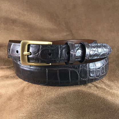 Brown Matte Alligator Leather Belt Strap - 1 1/4" > 1" Taper