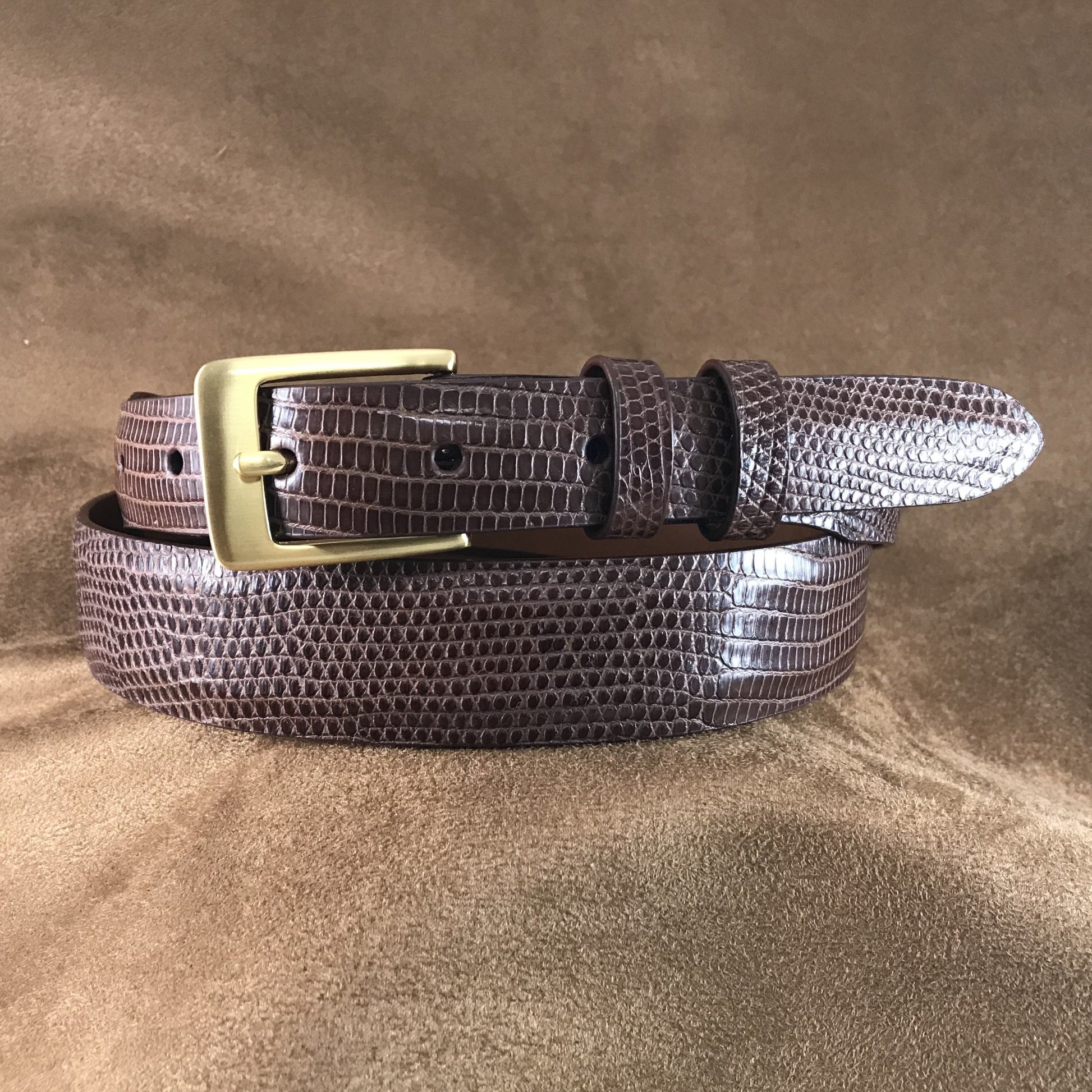 Cognac Lizard Leather Belt Strap - 1 1/4" > 1" Taper