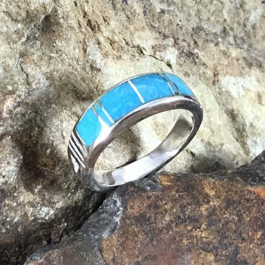 David Rosales Arizona Blue Inlaid Sterling Silver Ring