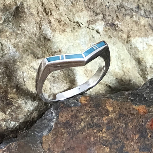 David Rosales Arizona Blue Inlaid Sterling Silver Ring