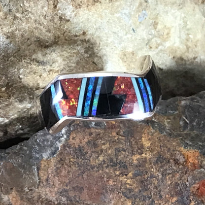 David Rosales Red Moon Inlaid Sterling Silver Ring