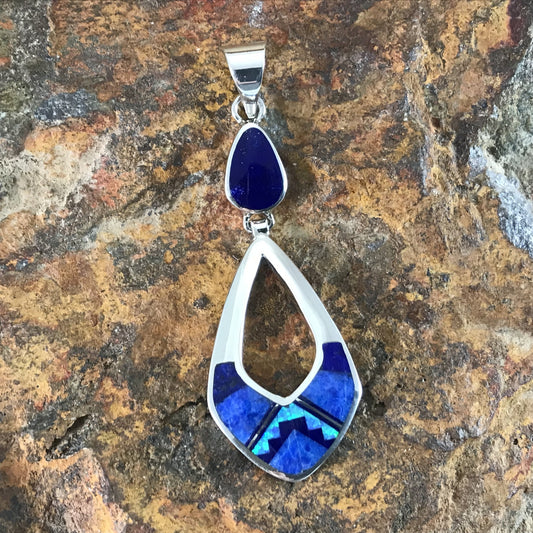 David Rosales Blue Sky Fancy Inlaid Sterling Silver Pendant