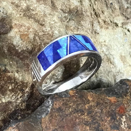 David Rosales Blue Sky Inlaid Sterling Silver Ring