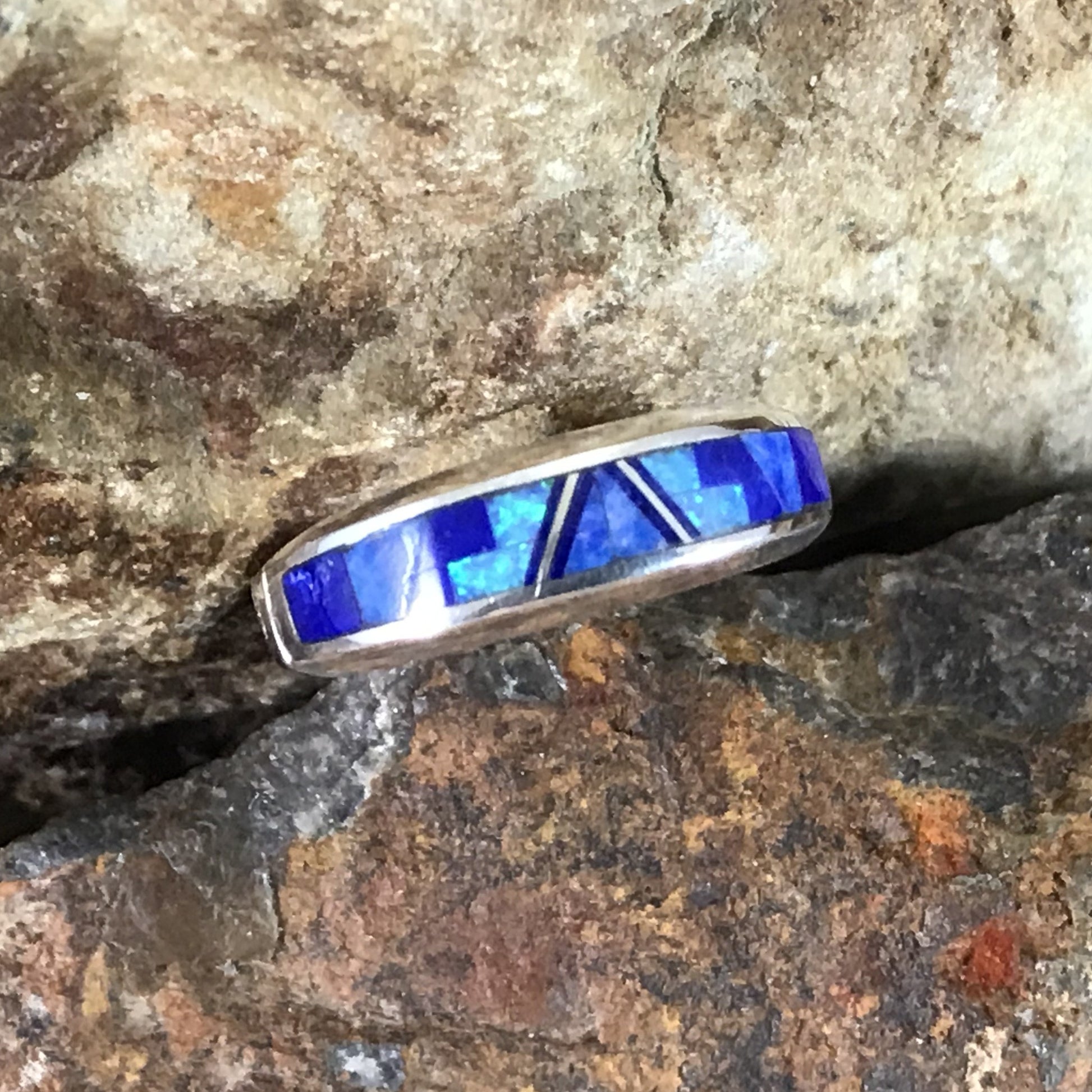 David Rosales Blue Sky Inlaid Sterling Silver Ring