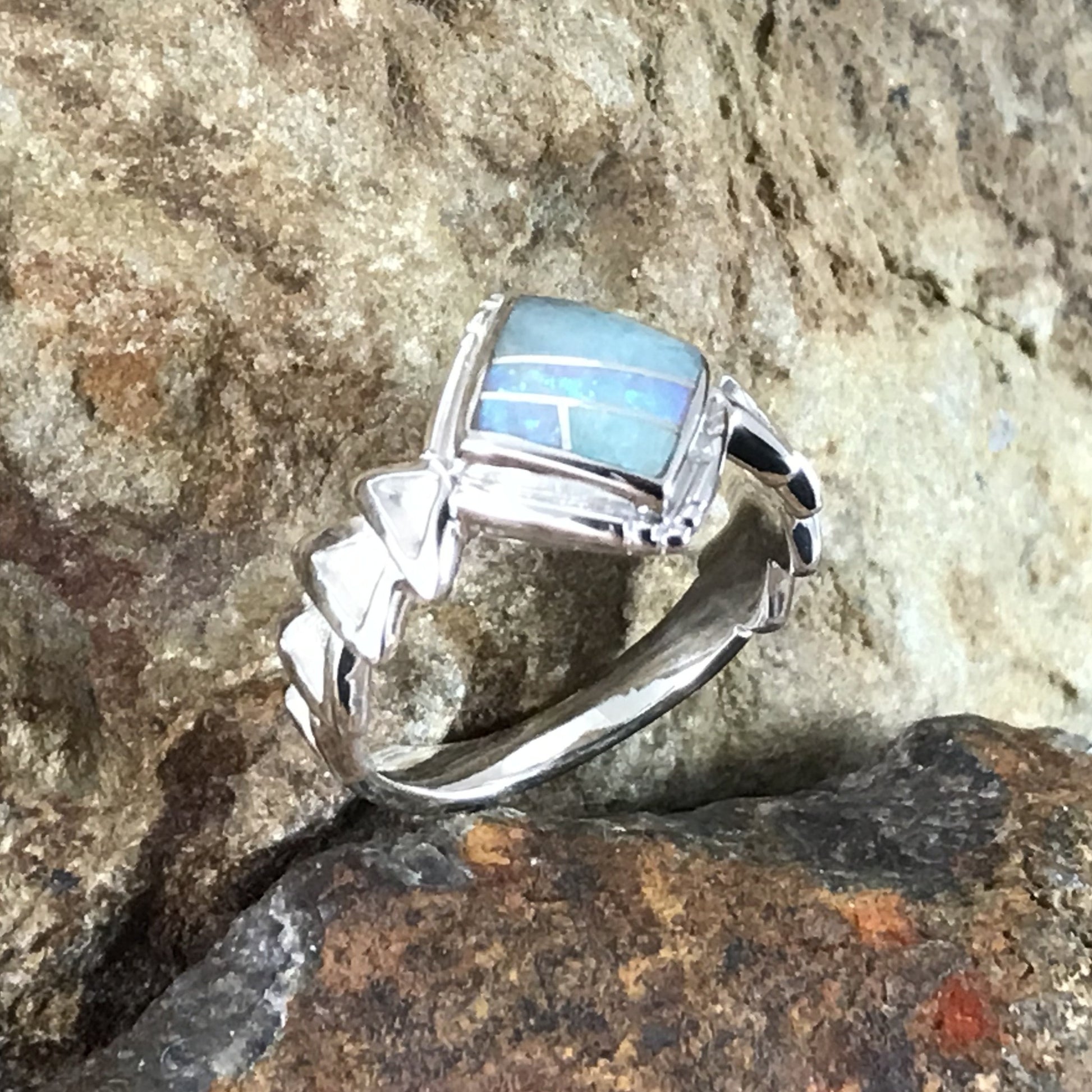 David Rosales Amazing Light Inlaid Sterling Silver Ring