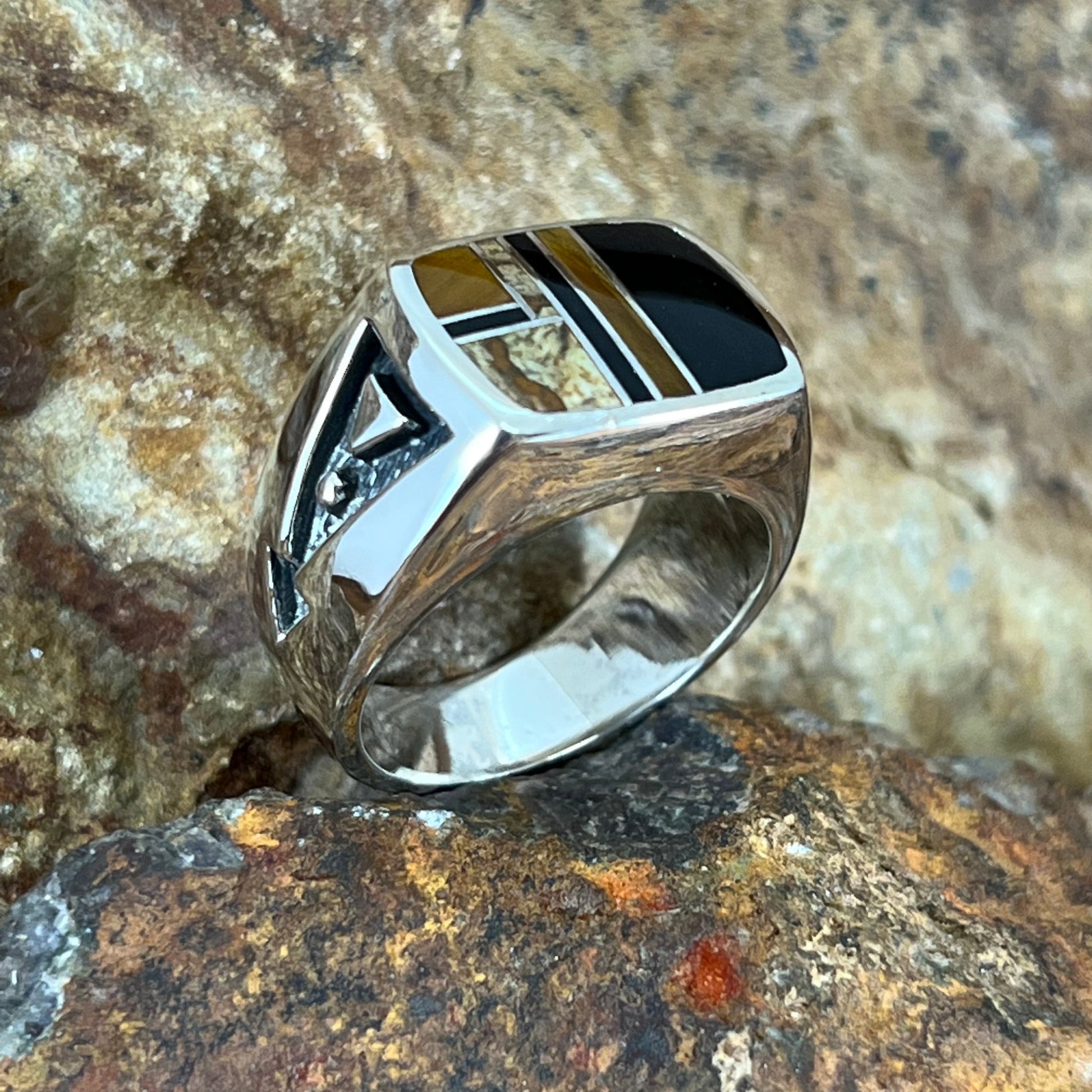 David Rosales Native Earth Inlaid Sterling Silver Ring