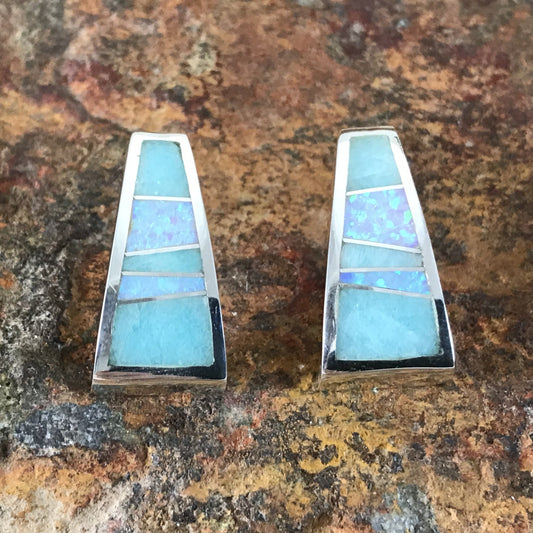 David Rosales Amazing Light Inlaid Sterling Silver Earrings