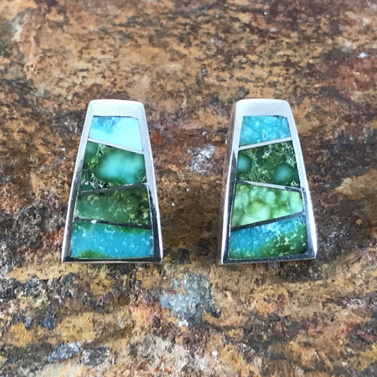 David Rosales Sonoran Gold Inlaid Sterling Silver Earrings