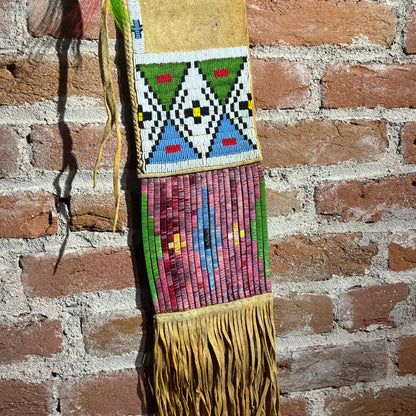 Plains Style Large Leather Beaded Pipe Bag by Russ Kruse