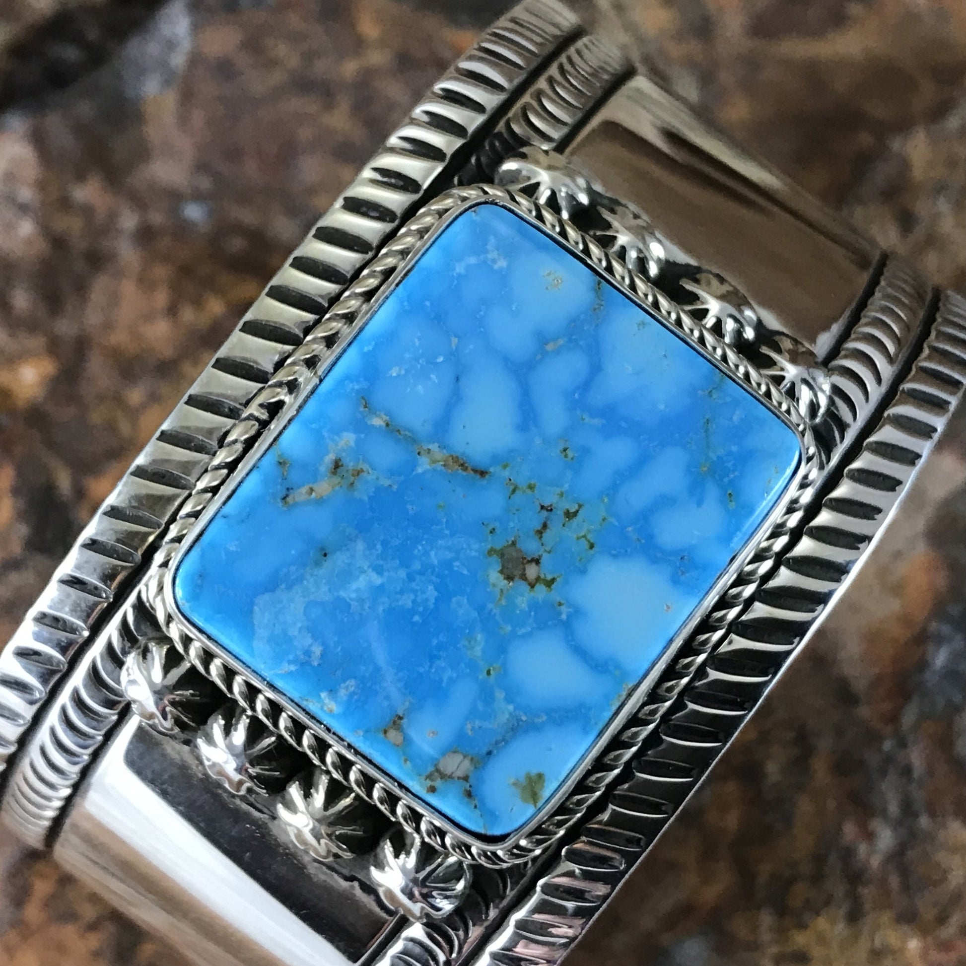 Kingman Turquoise Sterling Silver Bracelet by Herbert Begaye