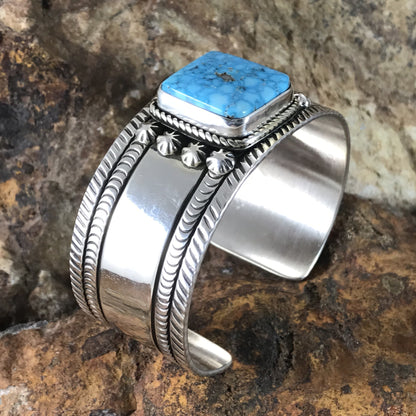 Kingman Turquoise Sterling Silver Bracelet by Herbert Begaye