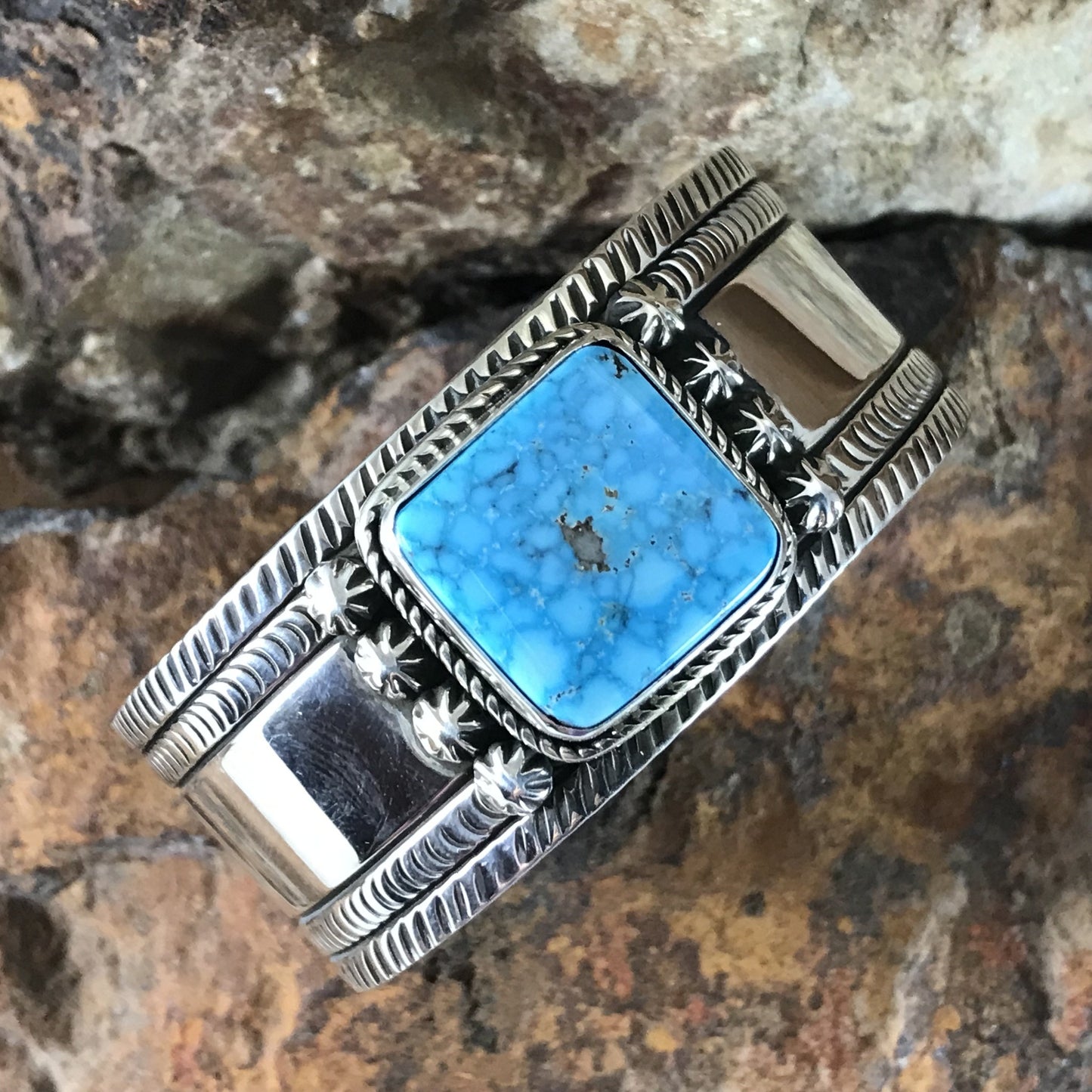 Kingman Turquoise Sterling Silver Bracelet by Herbert Begaye