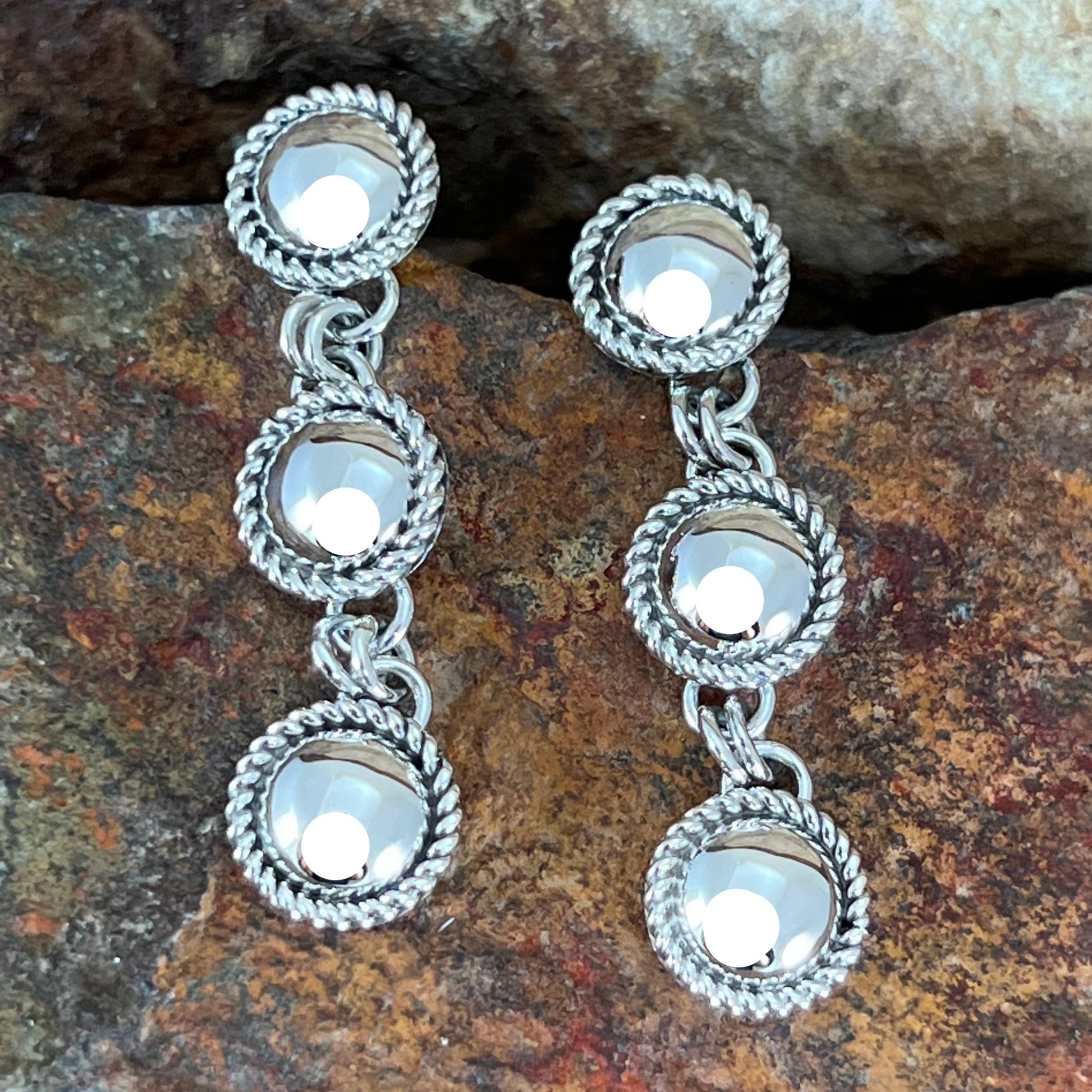 Traditional Sterling Silver Earrings by Artie Yellowhorse