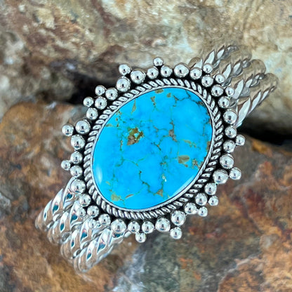 Kingman Web Turquoise Sterling Silver Bracelet by Artie Yellowhorse