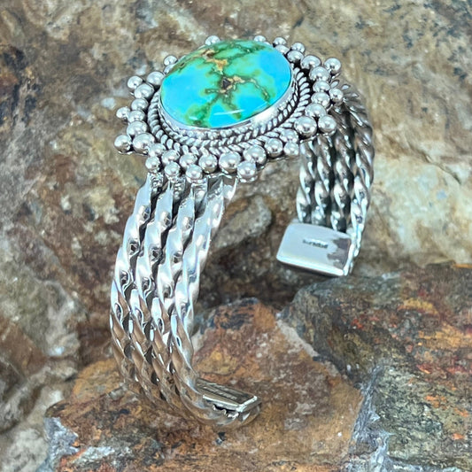 Sonoran Gold Turquoise Sterling Silver Bracelet by Artie Yellowhorse