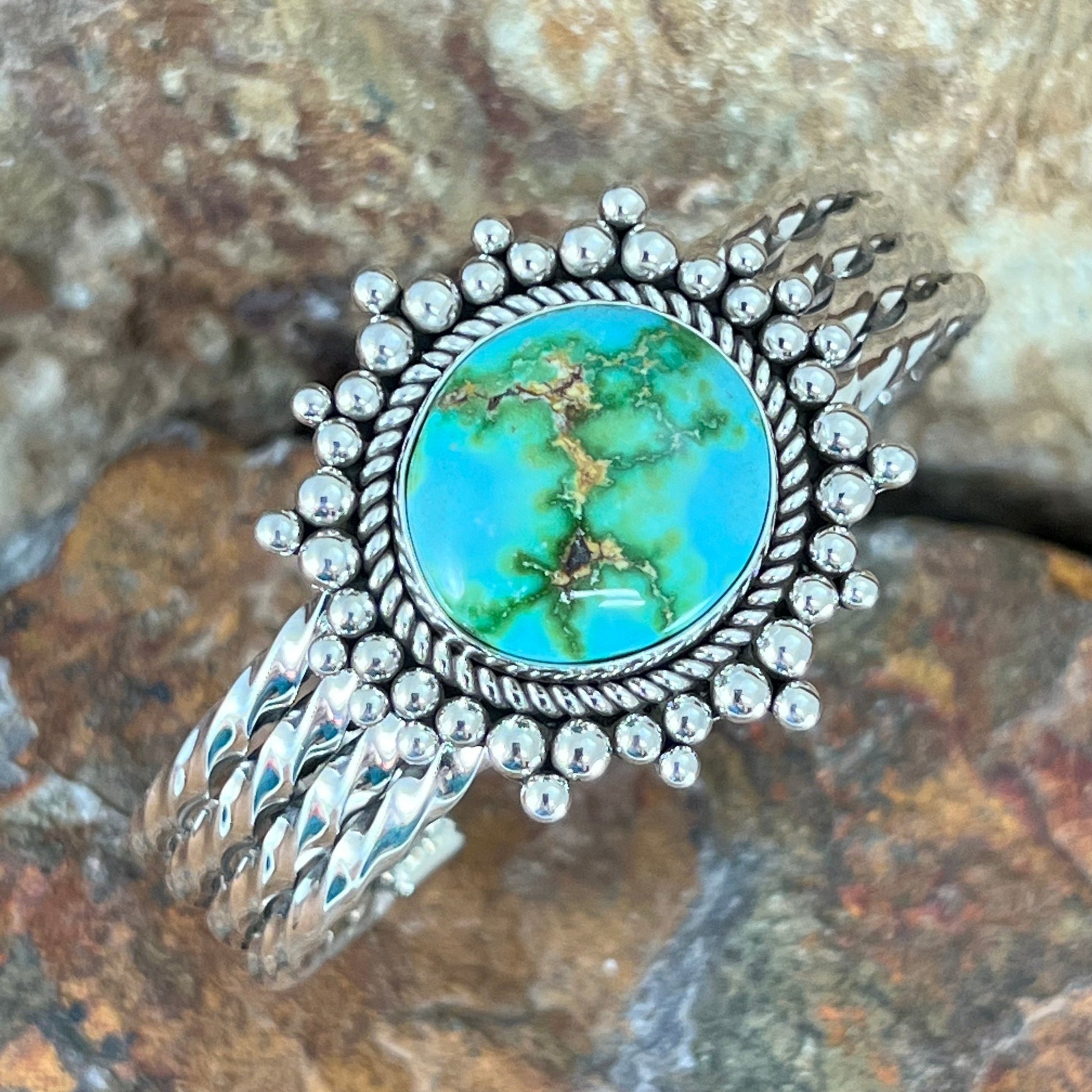 Sonoran Gold Turquoise Sterling Silver Bracelet by Artie Yellowhorse