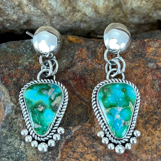 Sonoran Gold Turquoise Sterling Silver Earrings by Artie Yellowhorse