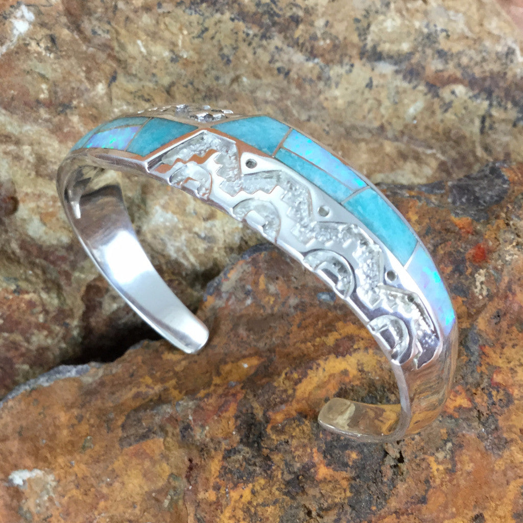 David Rosales Inlaid Sterling Silver Bracelet