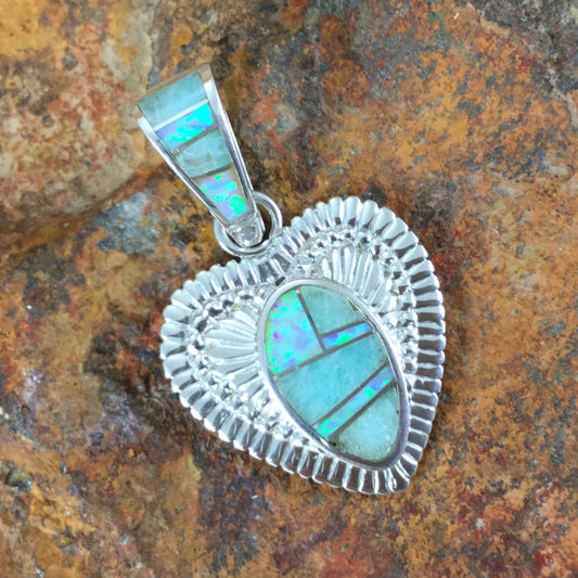 David Rosales Amazing Light Inlaid Sterling Silver Pendant