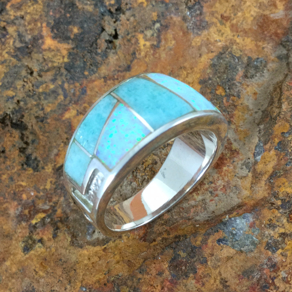 David Rosales Amazing Light Inlaid Sterling Silver Ring