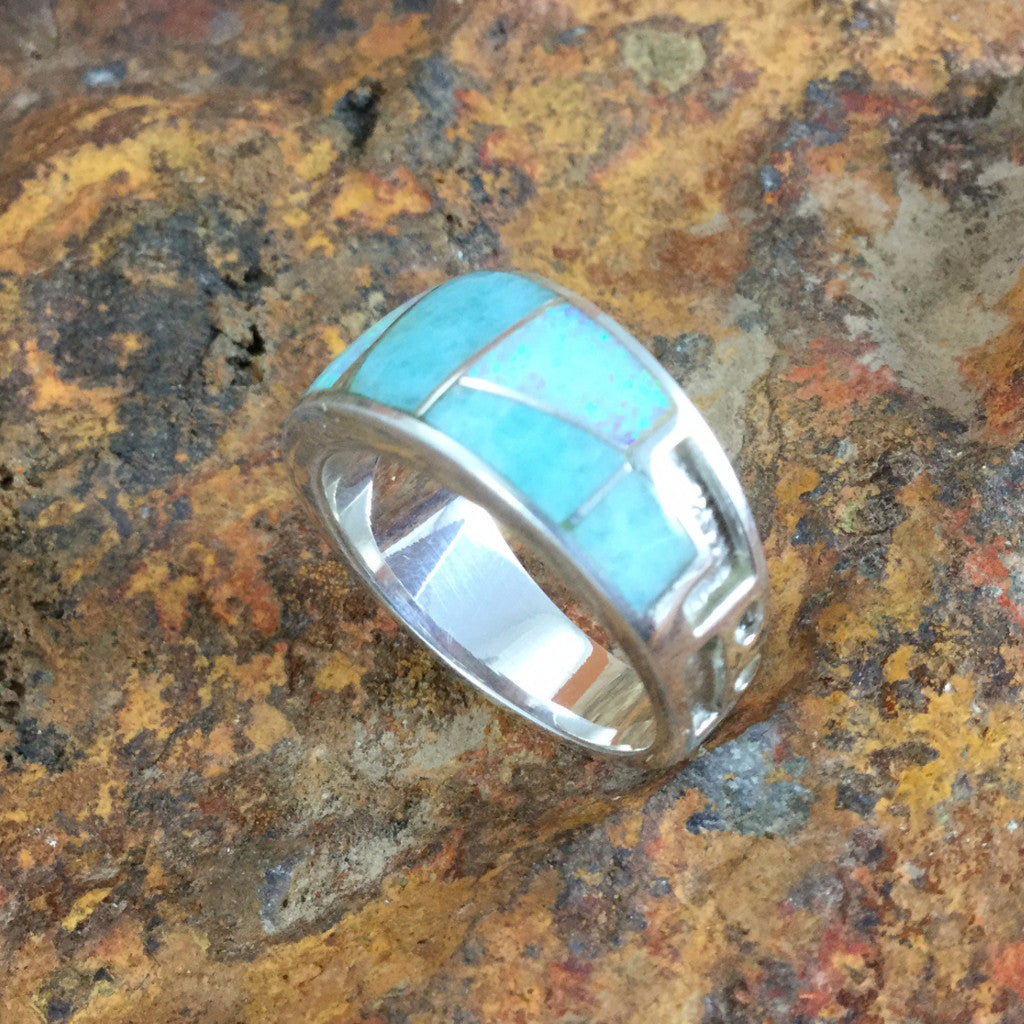 David Rosales Amazing Light Inlaid Sterling Silver Ring