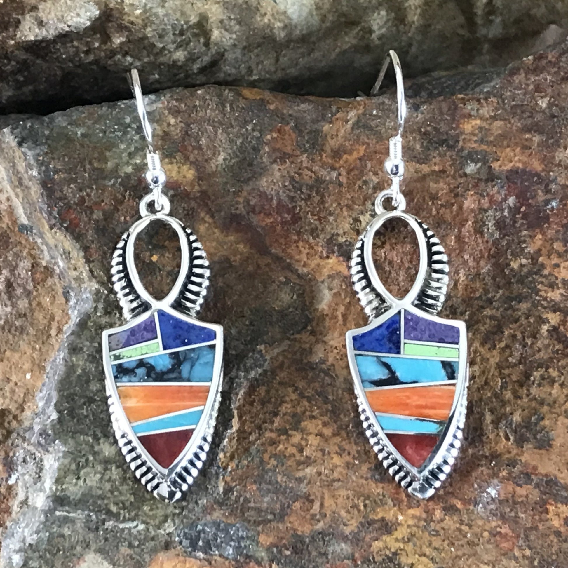 David Rosales Indian Summer Inlaid Sterling Silver Earrings