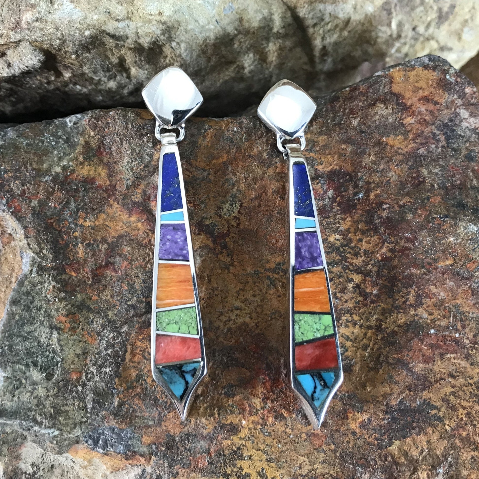 David Rosales Indian Summer Inlaid Sterling Silver Earrings