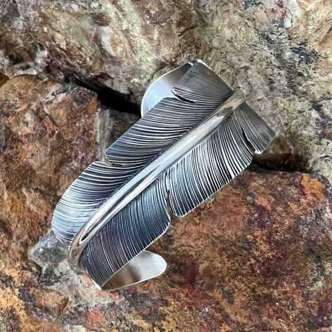 Sterling Silver Feather Cuff Bracelet by Jon Nelson