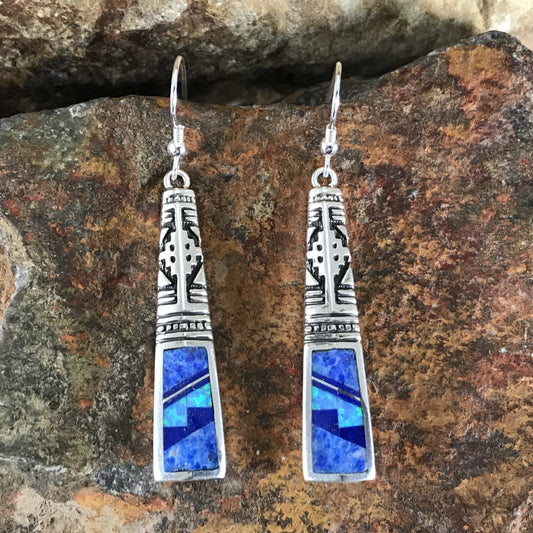 David Rosales Blue Sky Fancy Inlaid Sterling Silver Earrings