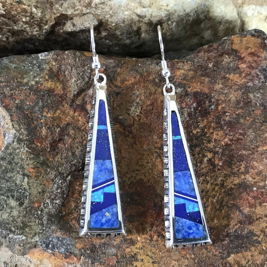 David Rosales Blue Sky Fancy Inlaid Sterling Silver Earrings