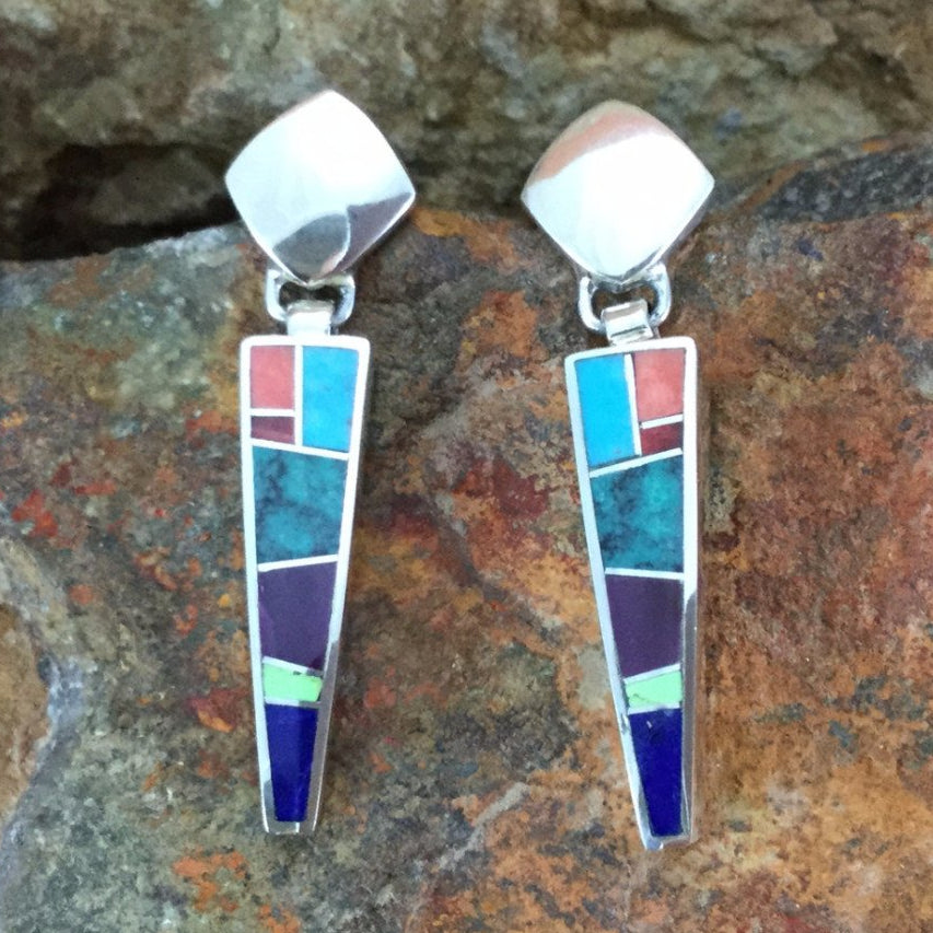 David Rosales Indian Summer Inlaid Sterling Silver Earrings