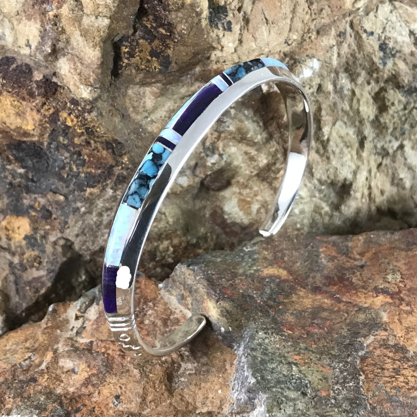 David Rosales Shalako Inlaid Sterling Silver Bracelet