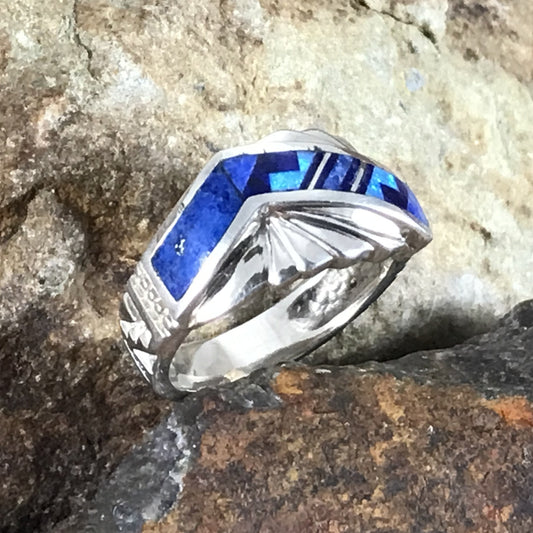 David Rosales Blue Sky Fancy Inlaid Sterling Silver Ring