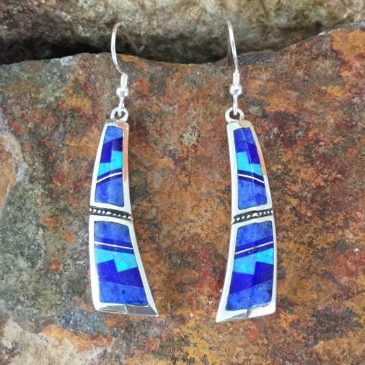 David Rosales Blue Sky Fancy Inlaid Sterling Silver Earrings