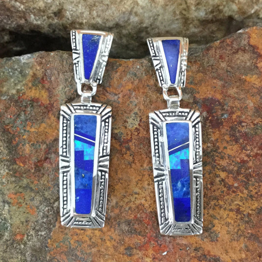 David Rosales Blue Sky Fancy Inlaid Sterling Silver Earrings