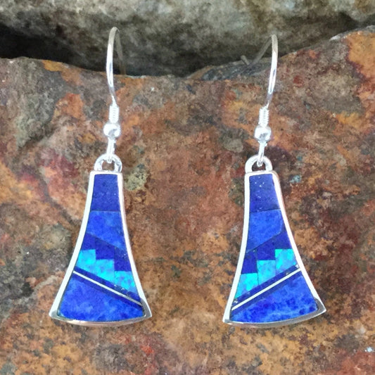 David Rosales Blue Sky Fancy Inlaid Sterling Silver Earrings