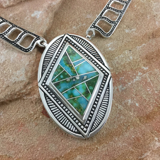 David Rosales Sonoran Gold Inlay Sterling Silver Necklace