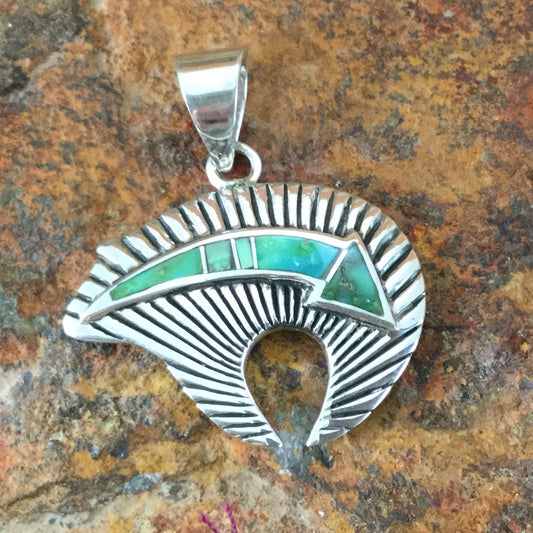 David Rosales Sonoran Gold Turquoise Inlaid Sterling Silver Pendant