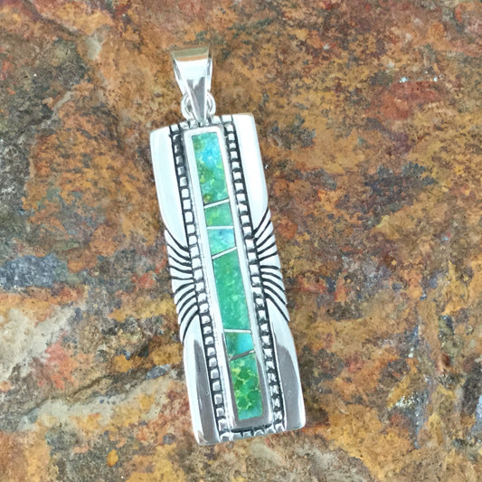 David Rosales Sonoran Gold Turquoise Inlaid Sterling Silver Pendant