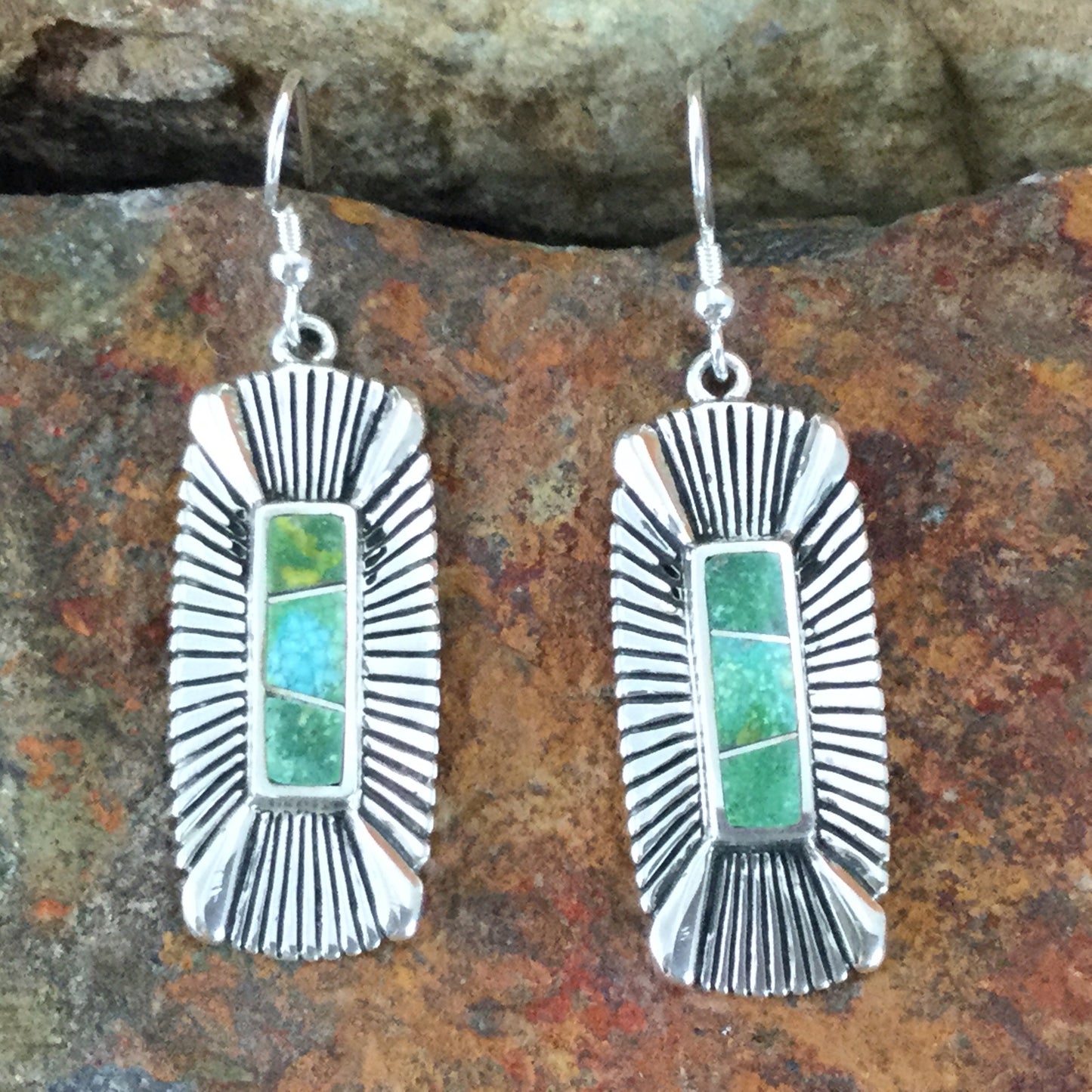 David Rosales Sonoran Gold Inlaid Sterling Silver Earrings