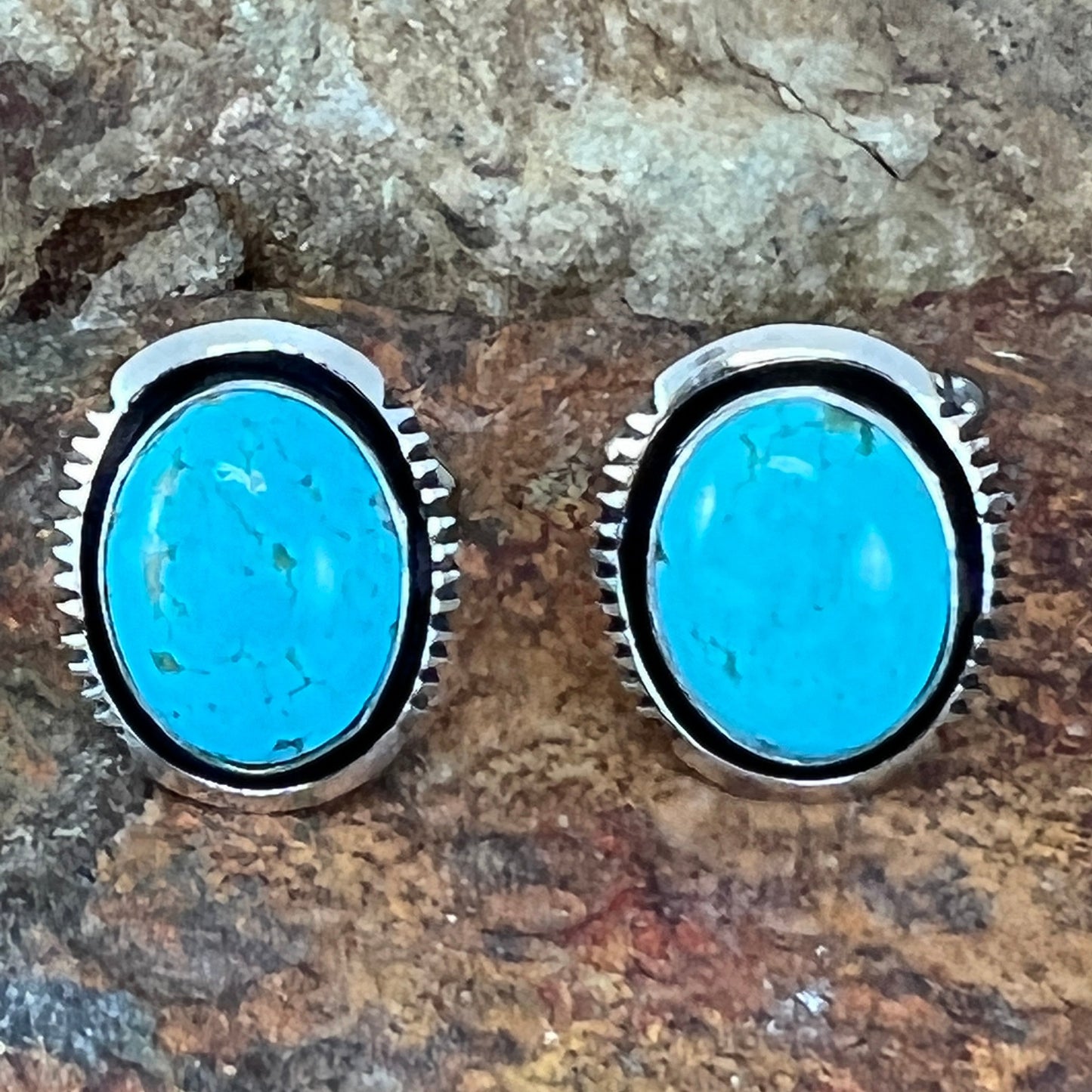 Kingman Turquoise Sterling Silver Cuff Links by Kevin Ramone