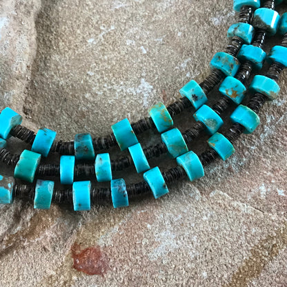 Kingman Turquoise & Heishi Two-Strand Beaded Earrings by Daniel Coriz