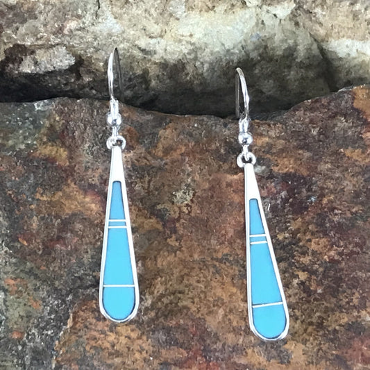 David Rosales Arizona Blue Inlaid Sterling Silver Earrings