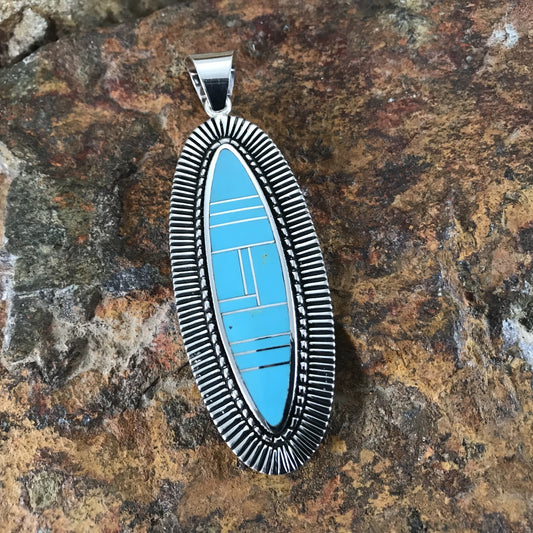 David Rosales Arizona Blue Inlaid Sterling Silver Pendant