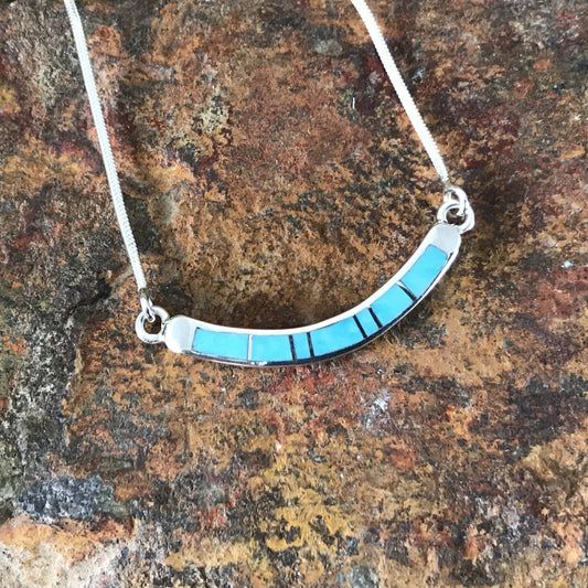 David Rosales Arizona Blue Inlaid Sterling Silver Necklace