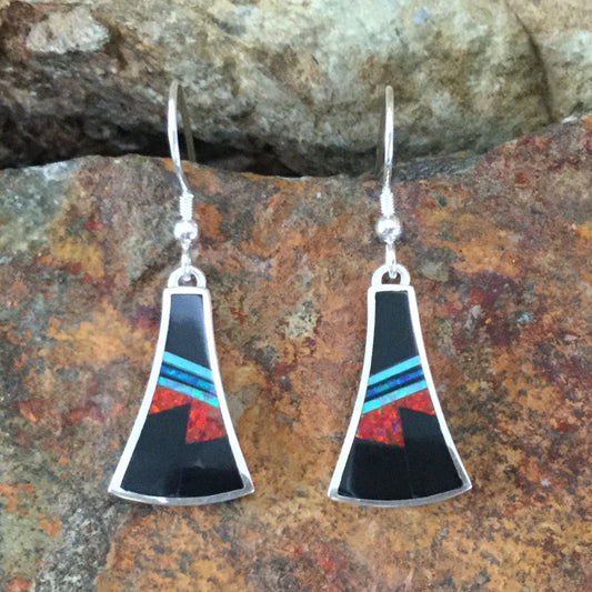 David Rosales Red Moon Fancy Inlaid Sterling Silver Earrings