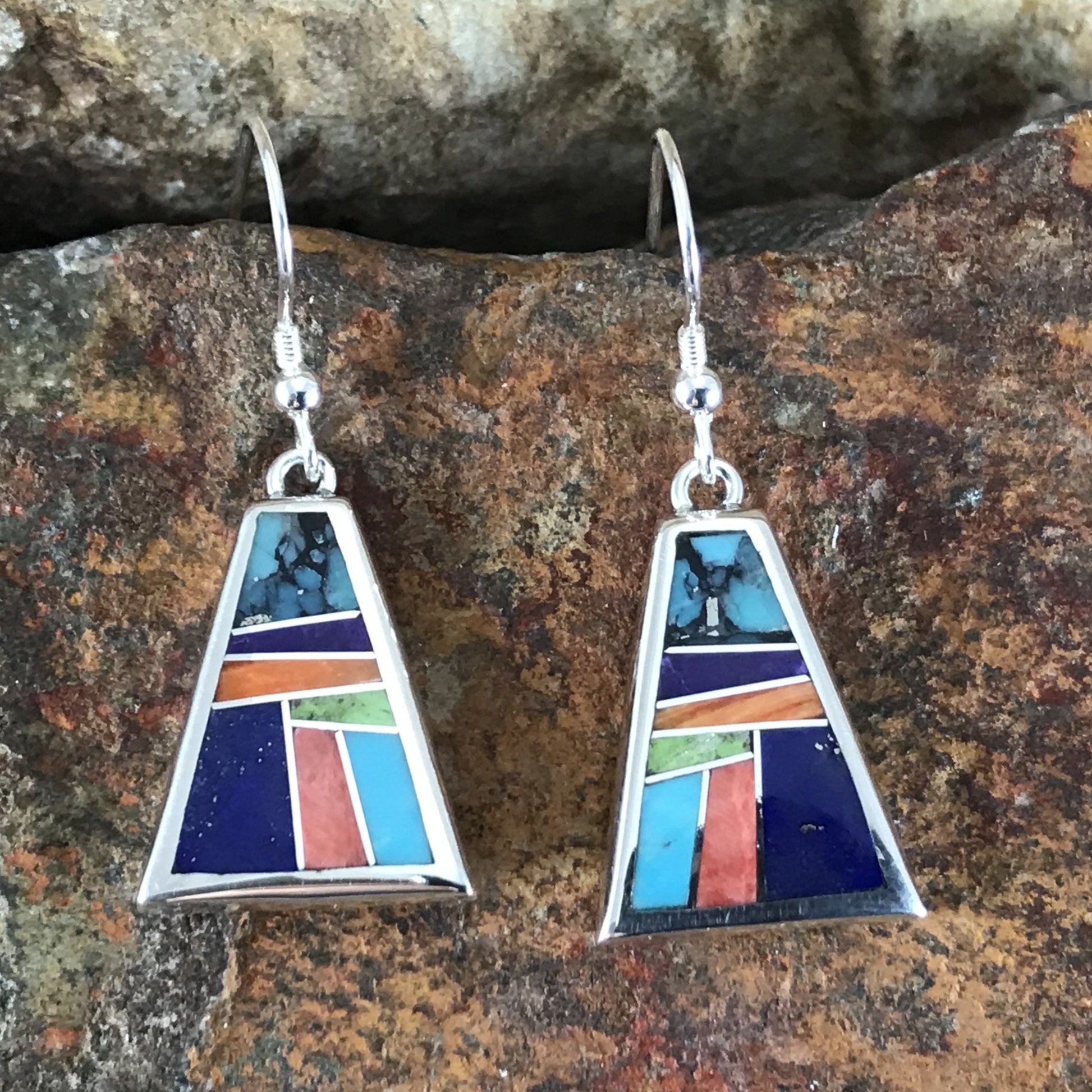 David Rosales Indian Summer Inlaid Sterling Silver Earrings