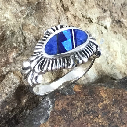 David Rosales Blue Sky Fancy Inlaid Sterling Silver Ring