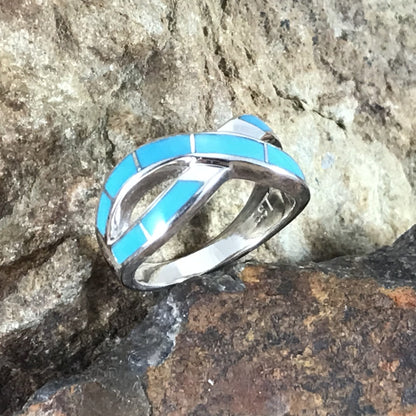 David Rosales Arizona Blue Inlaid Sterling Silver Ring