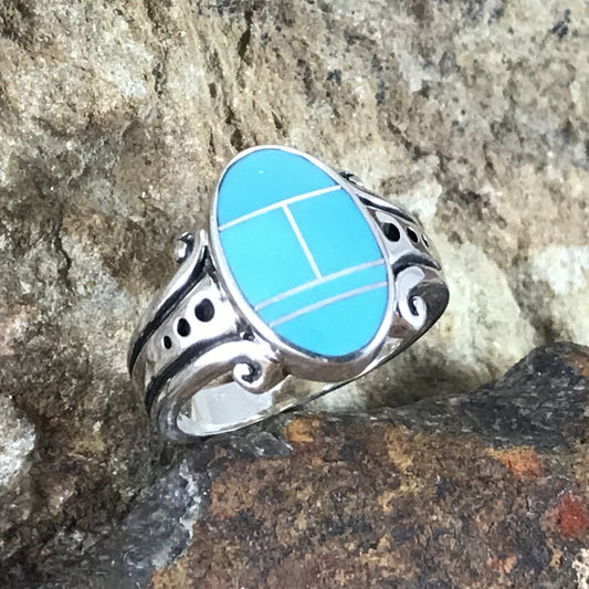 David Rosales Arizona Blue Inlaid Sterling Silver Ring